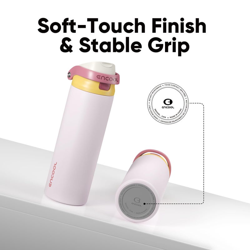 ENCOOL Leakproof Insulated Water Bottle with Straw Dual-Sip Water Bottle Bag-Safe Design for Work, Commute & Gym â€“ Keeps Drinks Cold All Day, 24 oz, Blush Pink - Image 5
