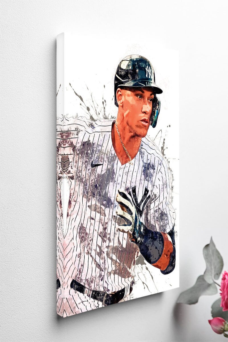 TNESSENTIAL Aaron Judge Poster New York Yankees Framed Canvas Print Baseball Wall Art Print MLB Artwork Home Decor E1 Birthday Gift - Image 4