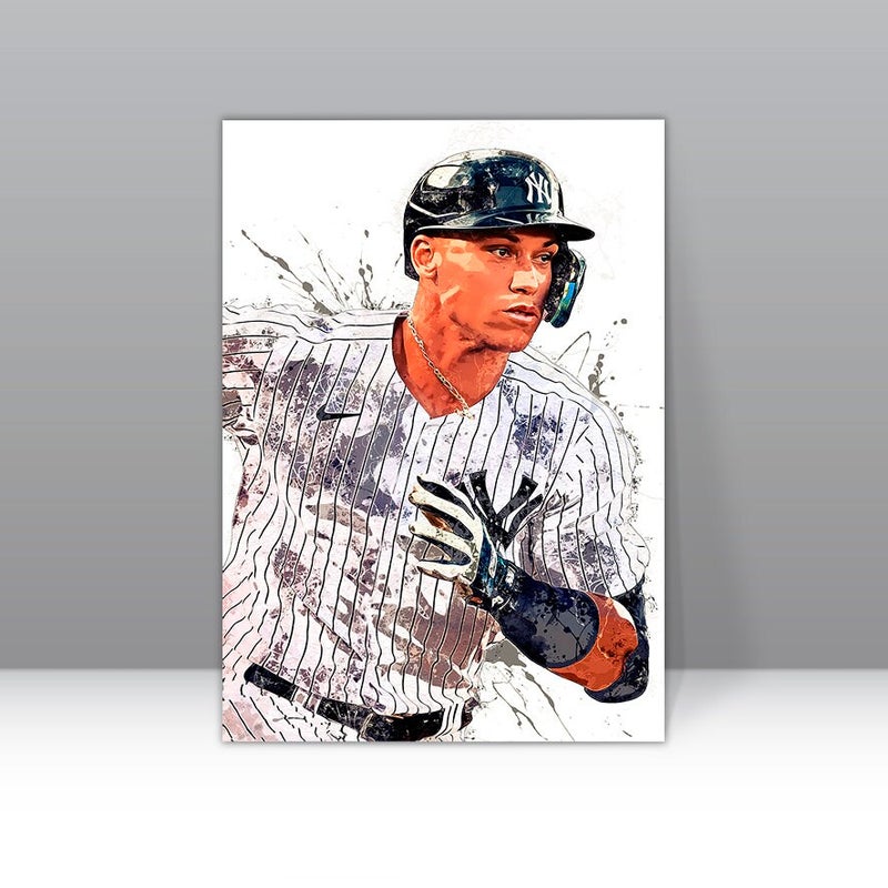 TNESSENTIAL Aaron Judge Poster New York Yankees Framed Canvas Print Baseball Wall Art Print MLB Artwork Home Decor E1 Birthday Gift - Image 1