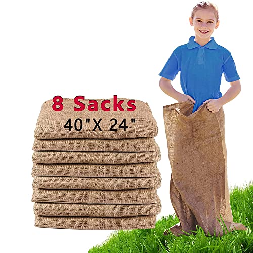 Alytree 8 Pack Burlap Potato Sack Race Bags 24x40 Outdoor Lawn Games for Kids Adults Outside Yard Games for Birthday Party Field Day Family Reunion Carnival Easter Halloween 4th of July - Image 1
