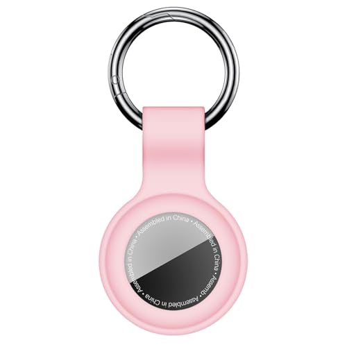 Linsaner Compatible with AirTag Case Keychain for Air Tag Holder Silicone for AirTags Key Ring Cases Tags Chain foe for Apple for AirTag GPS Item Finders Accessories，Pink - Image 1