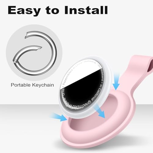 Linsaner Compatible with AirTag Case Keychain for Air Tag Holder Silicone for AirTags Key Ring Cases Tags Chain foe for Apple for AirTag GPS Item Finders Accessories，Pink - Image 3