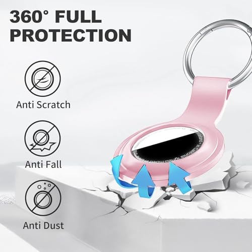 Linsaner Compatible with AirTag Case Keychain for Air Tag Holder Silicone for AirTags Key Ring Cases Tags Chain foe for Apple for AirTag GPS Item Finders Accessories，Pink - Image 2