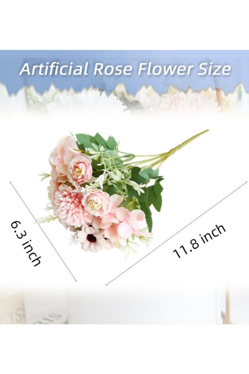 Mmmon Silk Fake Flowers Bouquets,11.8 inch Faux Flowers Flowers, Garden Plants Rose Flowers for DIY Bouquet Home Office Centerpieces Arrangements, Pink - Image 2