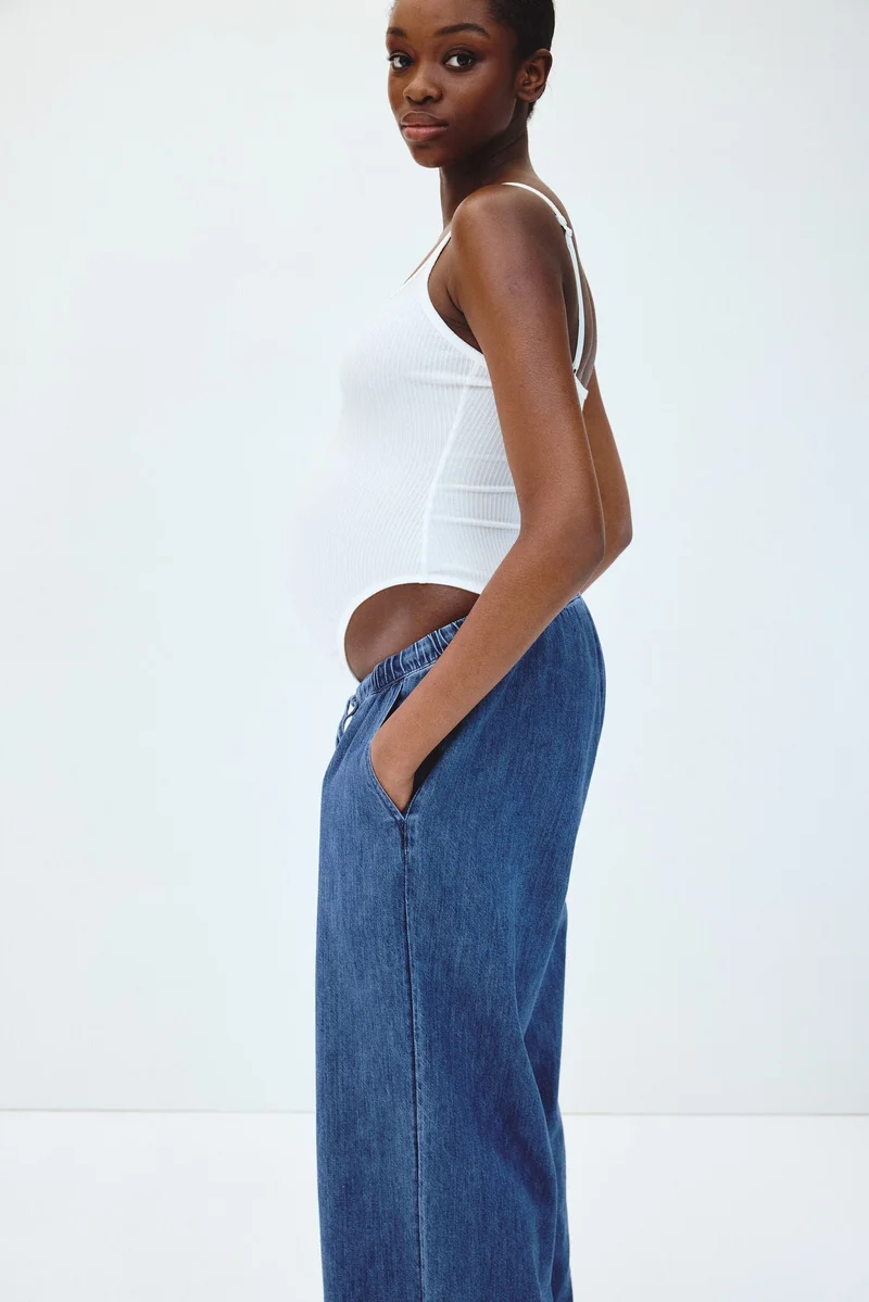 H&M  MAMA Denim drawstring trousers for Women | Best Price UAE