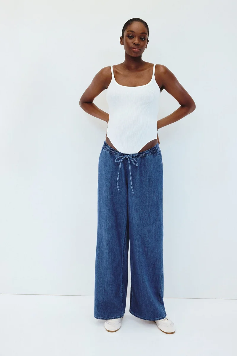 H&M MAMA Denim drawstring trousers