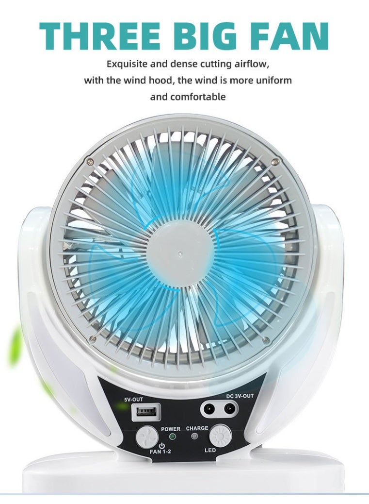 etenda Solar Emergency Fan | 3-in-1 Multifunctional: Powerful Hurricane Fan + Campsite High-Intensity Light + Mobile Phone Power Bank | 3500mAh Large Capacity - Essential for Outdoor Camping/Home Emergency Use - Image 3