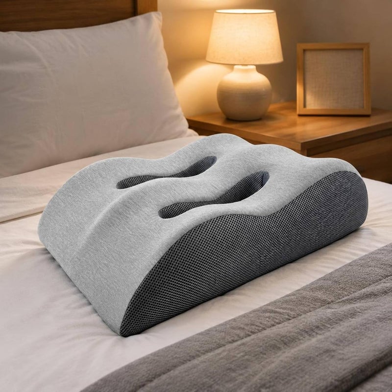 Foam Leg Pillow Leg Lifting Cushion Breathable Cover Postural Support for Women, People with Varicose Veins, Bed, Rest, Light Gray 3D, 54 43 15 - Image 2