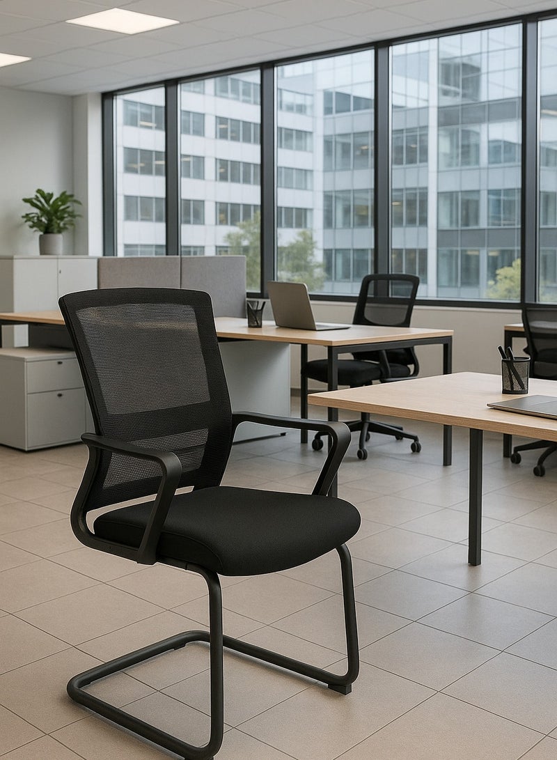 Ergonomic Mesh Office Chair with Fixed Armrests and Sturdy Steel Frame - Image 2