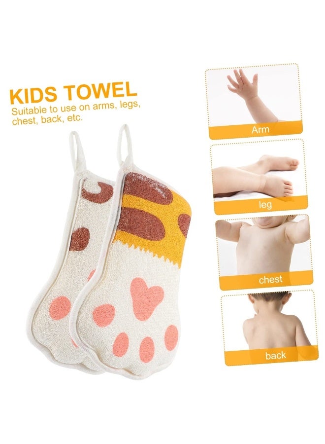 2Pcs Paw Bath Cotton Cartoon Towel Sponge Natural for Bathing Shower Mitten Mesh Exfoliating Brush Body Cleaning Scrubber Kid Loofah Child Net - Image 5