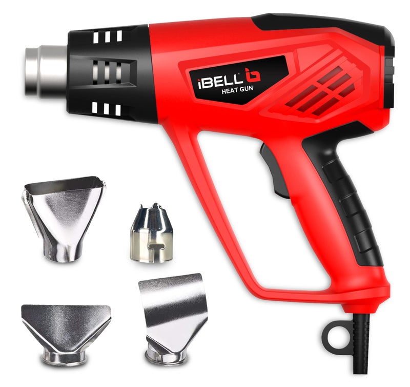 IBELL TOOLS IBELL HG20-98 Heat Gun with 4 Nozzles, 2000W, 12 Temperatures 50 °C to 600 °C, Dual Air Flow 250 | 550 L/min - Image 1