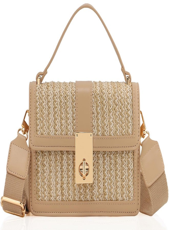 DEXMAY DM DEXMAY Straw Woven Crossbody Bags for Women-Top Handle Boho Beach Purses│Shoulder Clutch Handbags with Adjustable Wide Strap Beige/Oatmeal - Image 1