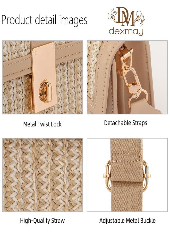 DEXMAY DM DEXMAY Straw Woven Crossbody Bags for Women-Top Handle Boho Beach Purses│Shoulder Clutch Handbags with Adjustable Wide Strap Beige/Oatmeal - Image 5