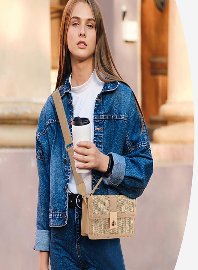 DEXMAY DM DEXMAY Straw Woven Crossbody Bags for Women-Top Handle Boho Beach Purses│Shoulder Clutch Handbags with Adjustable Wide Strap Beige/Oatmeal - Image 2