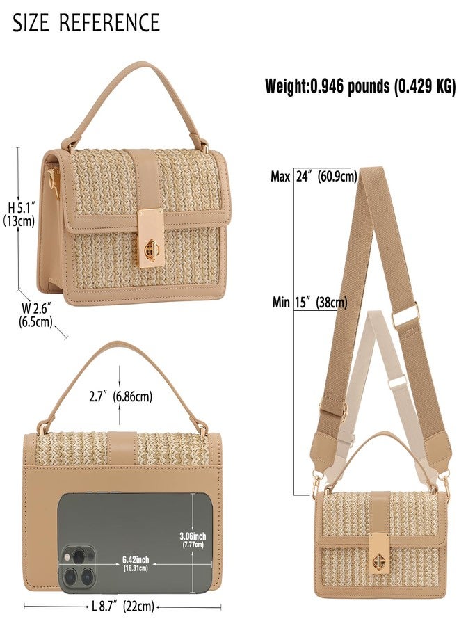 DEXMAY DM DEXMAY Straw Woven Crossbody Bags for Women-Top Handle Boho Beach Purses│Shoulder Clutch Handbags with Adjustable Wide Strap Beige/Oatmeal - Image 4