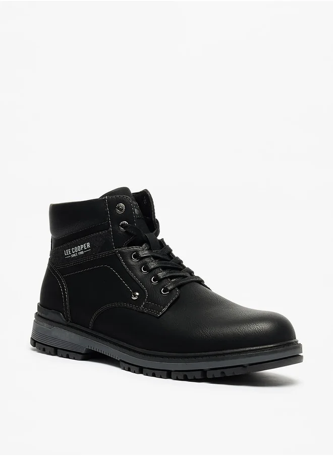 Lee Cooper Men's Solid Boots with Lace-Up Closure