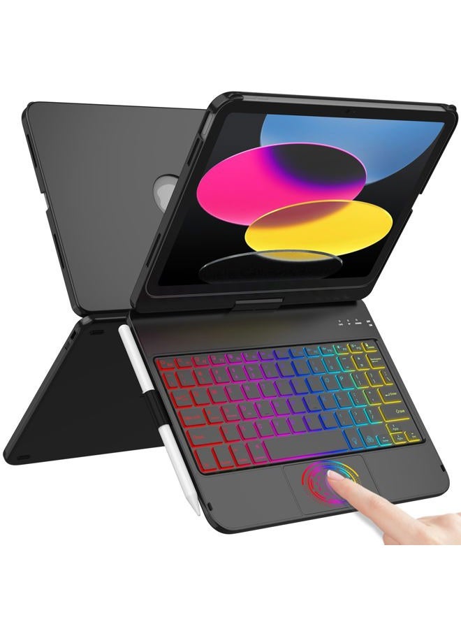 HotLife for iPad 10th Generation Case with Keyboard (10.9", 2022)，Touch Trackpad iPad Case with Keyboard 10th Generation，Backlight, 360° Rotatable, Thin & Light for iPad 10th Gen 10.9 - Image 1