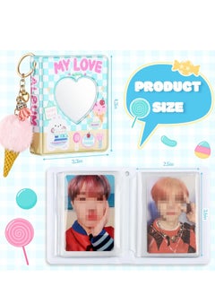 Excefore 3 Inch Mini Photo Album Set Kpop Photocard Holder Book Binder With Pendant And Diy Keychian For Collecting Picture, 40 Pockets(Heart, Ice Cream)  - Image 2