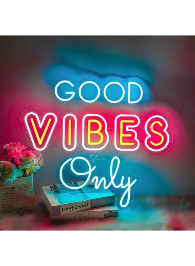 VNDRA® Good Vibes Only Signs Light LED Art Decorative Sign neon light for wall, home Decor for room decor light for bedroom Party Living Room Bar Pub Hotel Beach,Restaurants(17X19 In) Multicolour. - Image 1