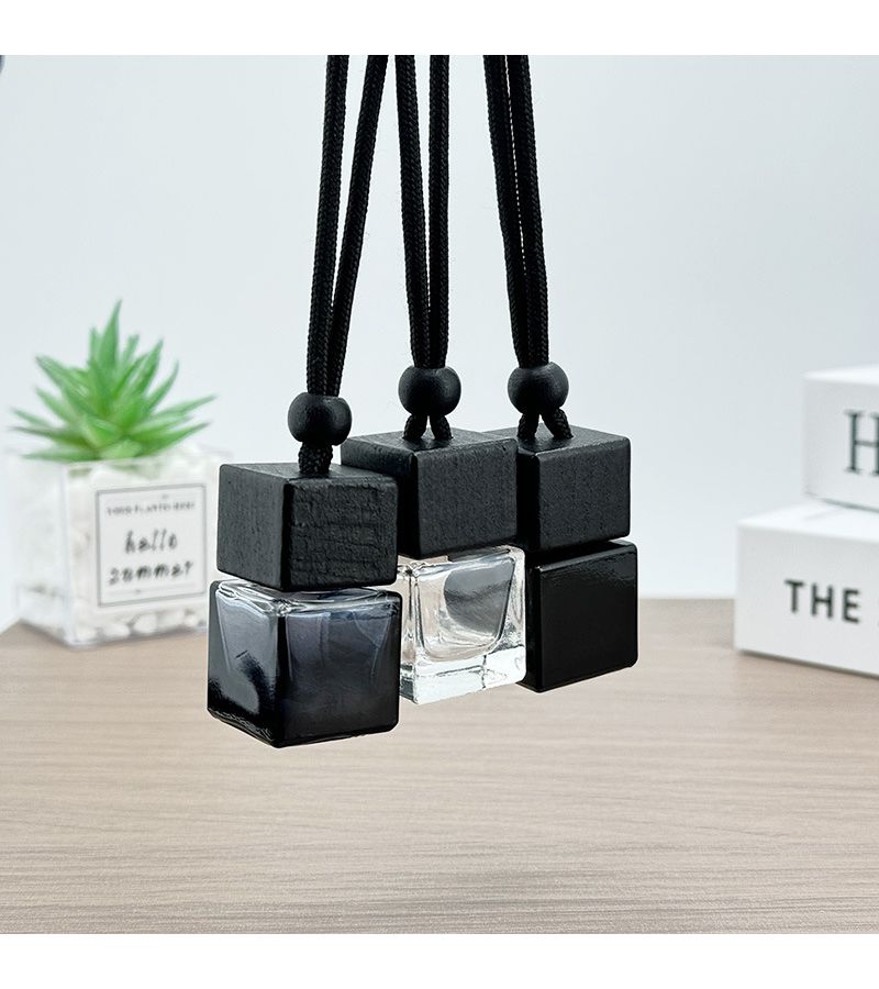 5pcs 0.27oz Empty Glass Perfume Bottles with Black Square Wooden Caps Gradient Colors for Car Freshener and Automotive - Image 3