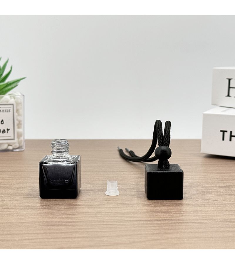 5pcs 0.27oz Empty Glass Perfume Bottles with Black Square Wooden Caps Gradient Colors for Car Freshener and Automotive - Image 4