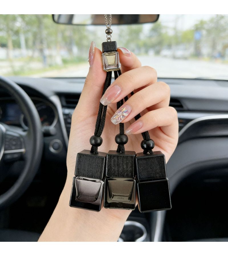 5pcs 0.27oz Empty Glass Perfume Bottles with Black Square Wooden Caps Gradient Colors for Car Freshener and Automotive - Image 1