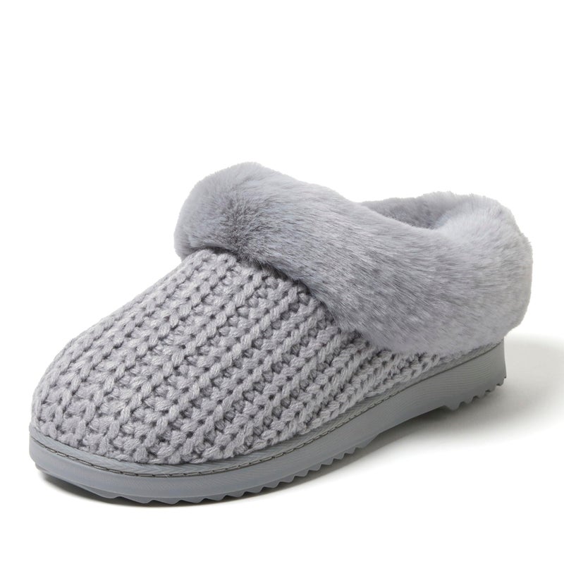 Dearfoams Women's Hannah Chenille Knit Clog Slipper- Oprah's Favorite Things 2024, Sleet Solid, 9-10 - Image 2