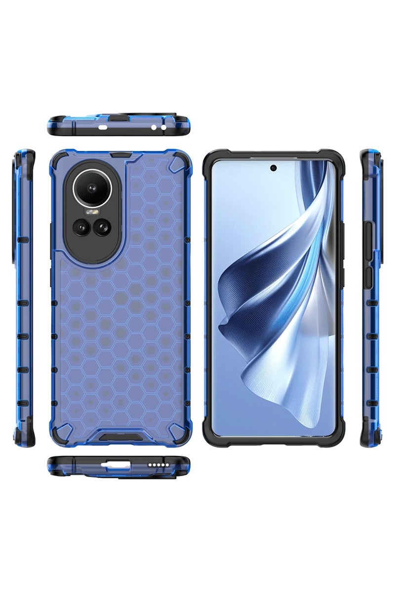 جراب حماية بتصميم خلية النحل، مقاوم للصدمات مع حماية للكاميرا متوافق معOppo Reno 10 / Reno 10 Pro (ازرق) - Image 3