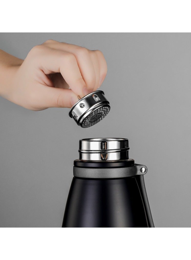 نوزكي قارورة معزولة بالفراغ من الفولاذ المقاوم للصدأ من Nuzki، مقاومة للتسرب، مج حراري مزدوج الجدار خالٍ من مادة BPA، زجاجة مياه رياضية سعة 1 لتر، زجاجة مياه للسفر للمشروبات الساخنة أو الباردة - Image 4