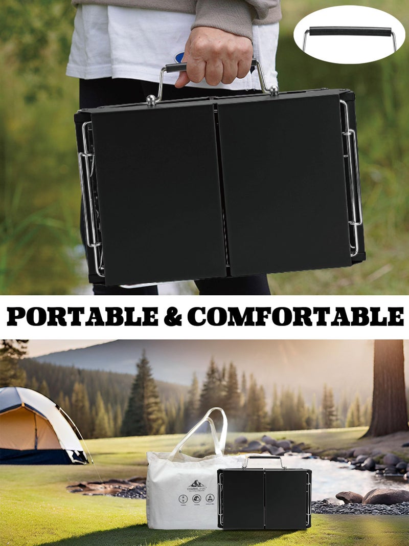 Charmline 14x9inch Foldable Portable Grill Charcoal, Compact Portable Grill for Outdoor Use, Desktop Charcoal Grill, BBQ Grills for Camping, Picnics, Gardens and Beach Parties, Black - Image 5