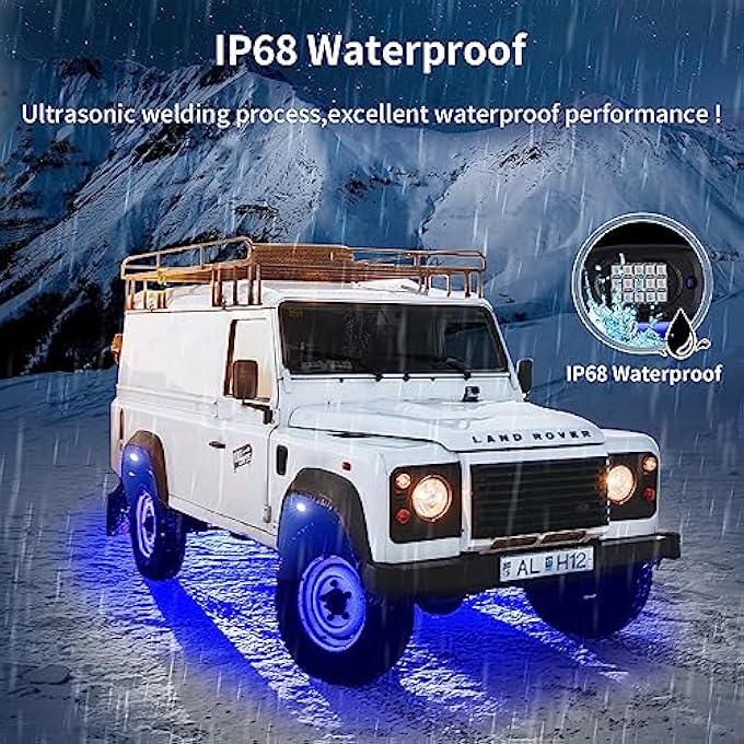 NALACAL مجموعة إضاءة نيون تحتية مقاومة للماء من 4 قطع مزودة بتطبيق للتحكم عن بعد لاسلكي، أضواء تحتية خارجية لعجلات السيارات، أضواء تحتية للسيارات الرياضية متعددة الاستخدامات والشاحنات والدراجات النارية - Image 5