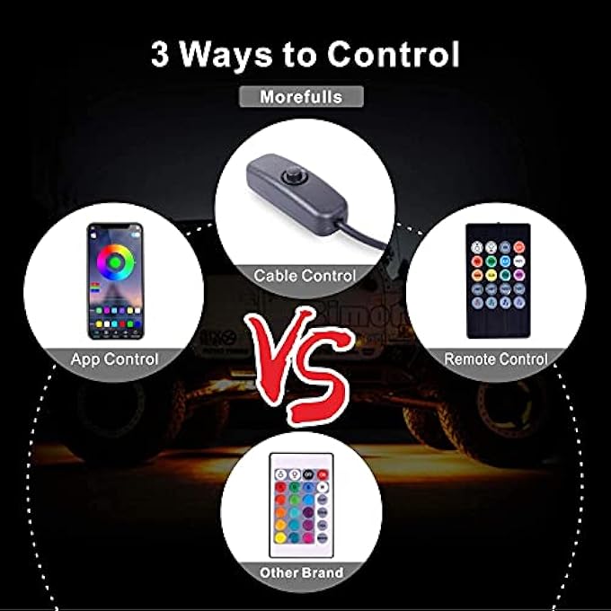 NALACAL مجموعة إضاءة نيون تحتية مقاومة للماء من 4 قطع مزودة بتطبيق للتحكم عن بعد لاسلكي، أضواء تحتية خارجية لعجلات السيارات، أضواء تحتية للسيارات الرياضية متعددة الاستخدامات والشاحنات والدراجات النارية - Image 3