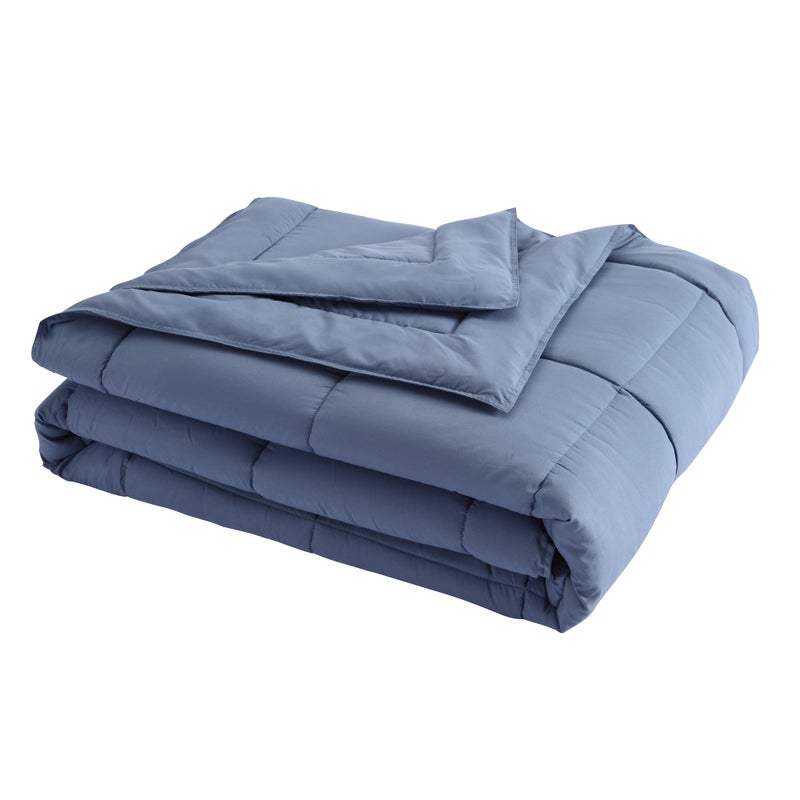 Permafresh Lotus Home Down Alternative Blanket With Microfiber Cover and Water and Stain Resistance, Twin, Smoke Blue - Image 1