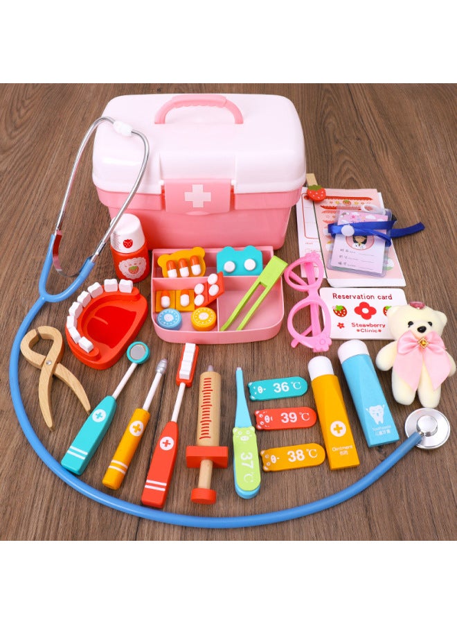 Children's Simulation Play House Doctor Toy Set Baby Injection Dental Medicine Box Children's Interactive Puzzle Game-Color:【Package 7】 Pink All-Round + Nurse Clothing - Image 2