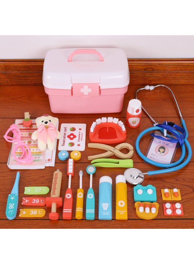 Children's Simulation Play House Doctor Toy Set Baby Injection Dental Medicine Box Children's Interactive Puzzle Game-Color:【Package 7】 Pink All-Round + Nurse Clothing - Image 5