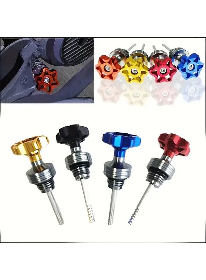 Motorcycle Engine Oil Level Gauge With Adjustable Cap Blue Durable Metal Construction Secure Fit For Most Motorcycles Easy Read Scale Precise Engine Maintenance Reliable Red Black Design Sleek Metallic Finish - Image 3