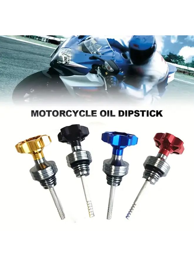 Motorcycle Engine Oil Level Gauge With Adjustable Cap Blue Durable Metal Construction Secure Fit For Most Motorcycles Easy Read Scale Precise Engine Maintenance Reliable Red Black Design Sleek Metallic Finish - Image 1