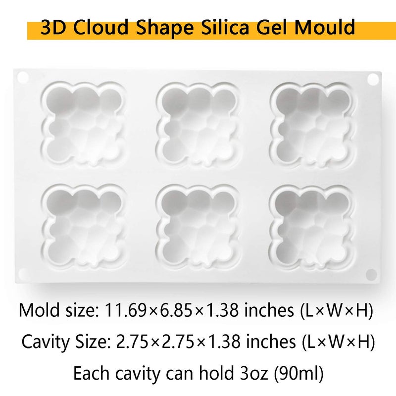 OCPO KITCHEN Cloud Silicone Mold for Baking Mousse Cake, Dessert, Pastry, Ice Cream, Pudding, Jelly, Cake Decoration Mold, Cloud Shape (6-Cavity) - Image 2