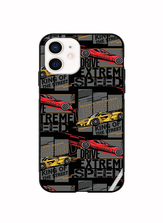 COVERSCART Protective Case Cover For Apple iPhone 12 Mini Abstract Seamless Pattern With Sport Cars Design Multicolour