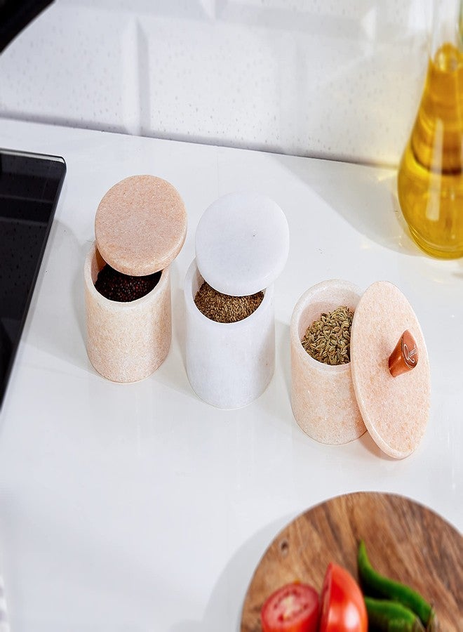 Queenza White Marble Salt Cellar with Lid - 3 Inch Salt and Pepper Bowls, Ramekins, Kosher Salt Holder - Image 4