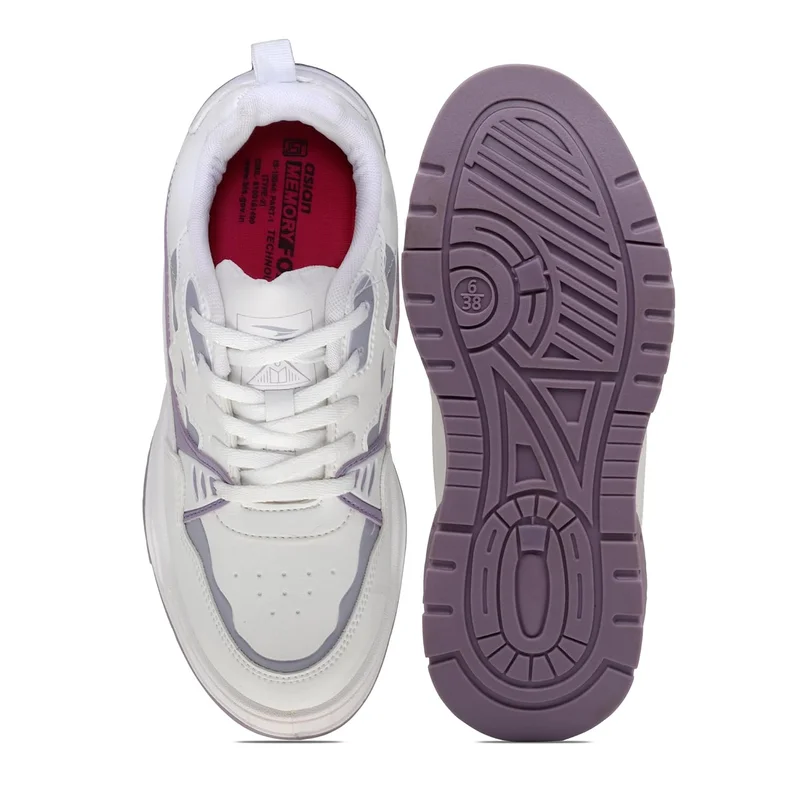 Asian Stylish White Purple Sneakers for Women and Girls