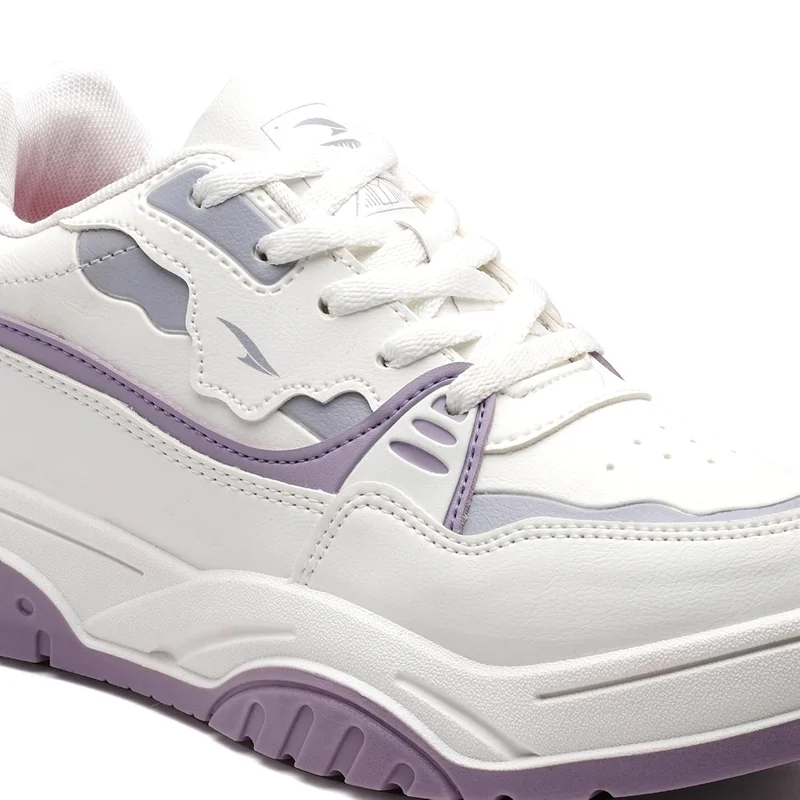 Asian Stylish White Purple Sneakers for Women and Girls