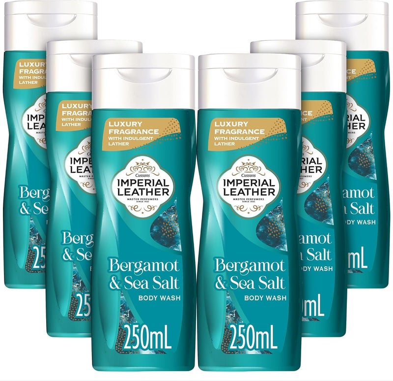 Imperial Leather Bergamot Sea Salt Body Wash Shower Gel Signature Oil Blend Creamy Indulgent Lather Luxury Fragrance Bulk Buy Pack of 6x250ml