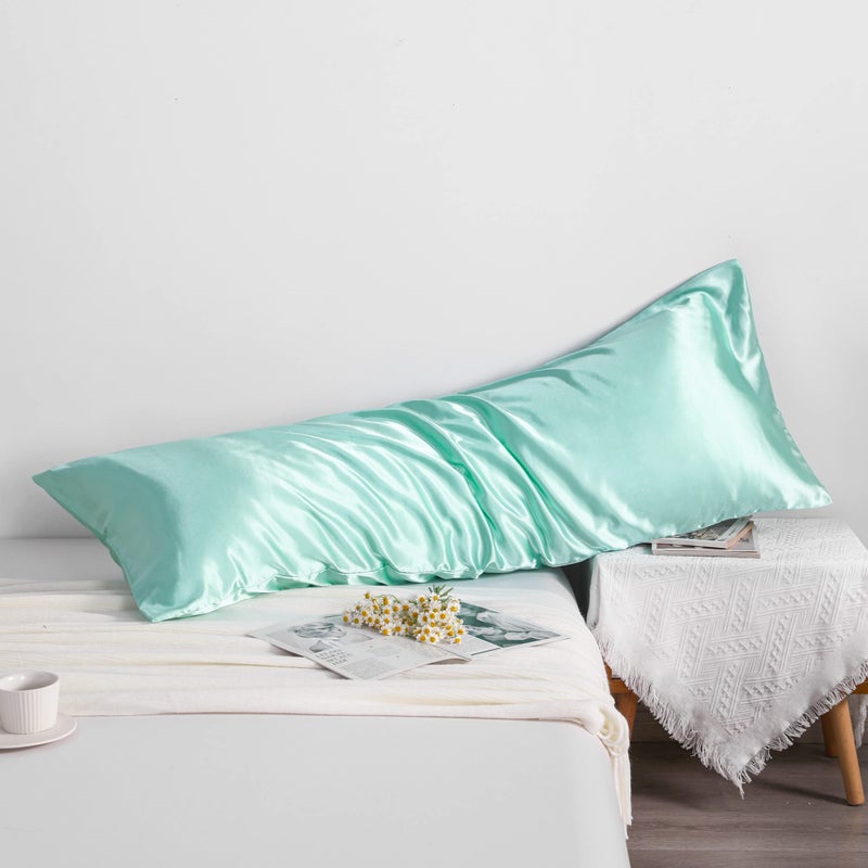 NTBAY Satin Body Pillowcase for Hair and Skin  Luxurious and Silky Pillow case with Envelope Closure  20x54 Inches  Light Blue - Image 3