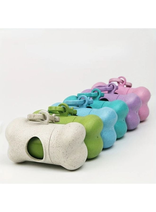 Malachite Green Bone Shaped Dog Poop Bag Dispenser With Leash Clip Durable Pet Waste Bags - Image 2