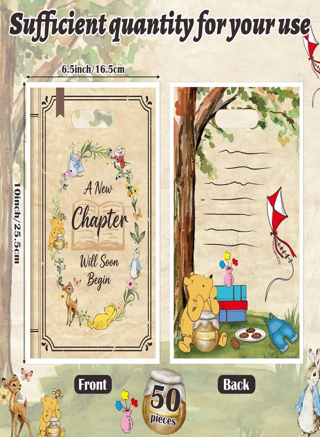 Z1juce 50PCS A New Chapter Will Soon Begin Baby Shower Party Favor Bags Storybook Theme Plastic Gift Bags with Handles for Girls Boys Baby Shower Decorations Vintage Winnie Birthday Goodie Treat Bag - Image 2