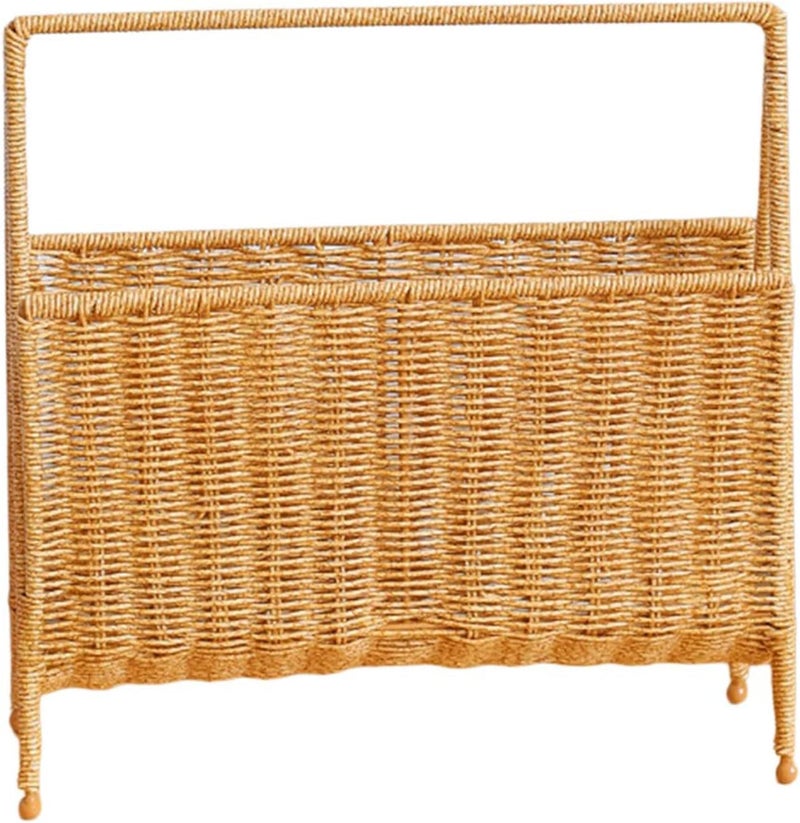 Elegant Woven Magazine Organizers Portable Handwoven Magazine Rack Faux Rattan Organizers for Easy Organization Living Room Storage Shelf - Image 4