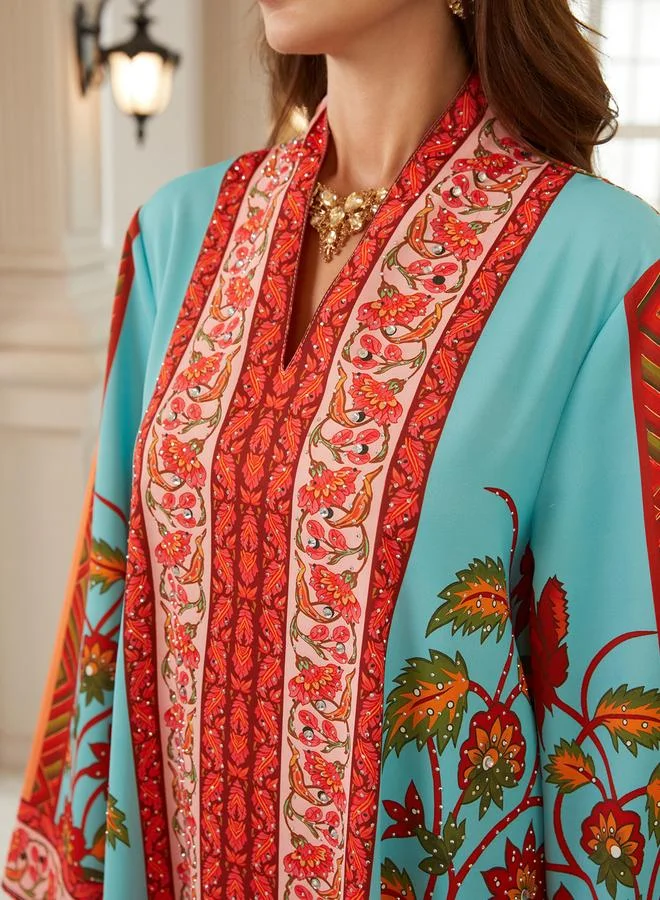 تايك تو جلابية مطبعة بقصة واسعة