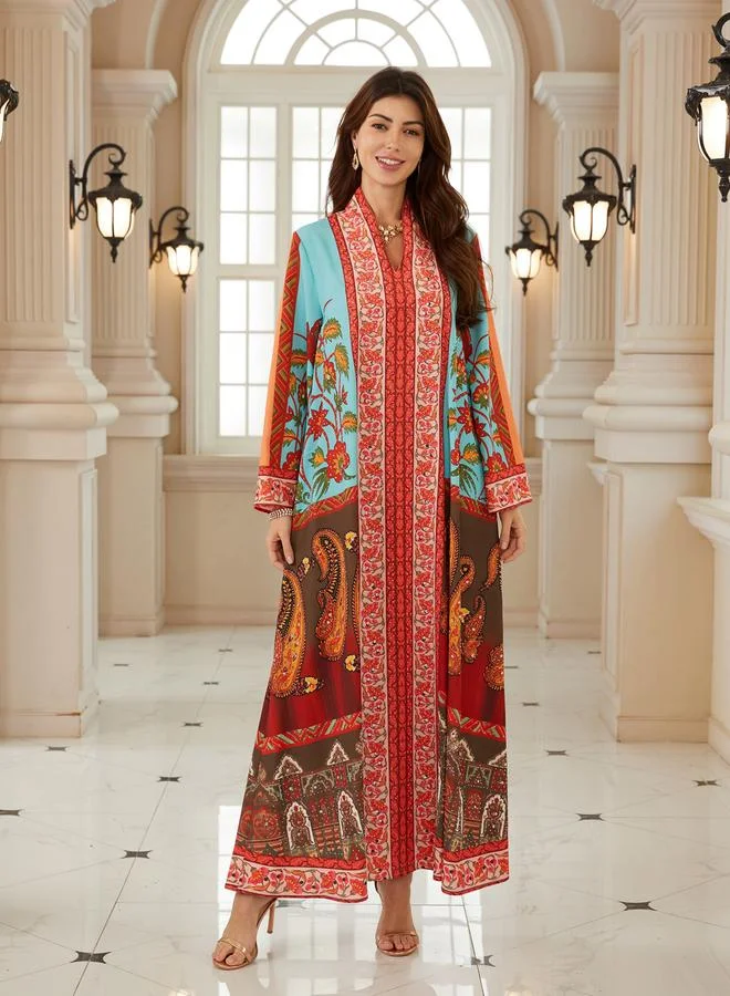 تايك تو جلابية مطبعة بقصة واسعة