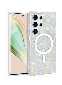 Excefore Magnetic Case for Samsung Galaxy S24 Ultra 5G, Sparkle Bling Pearl Colorful Shell Design Compatible with MagSafe, Shockproof Protective Phone Cover, Non-Yellowing Hard Clear PC Back  - Image 1